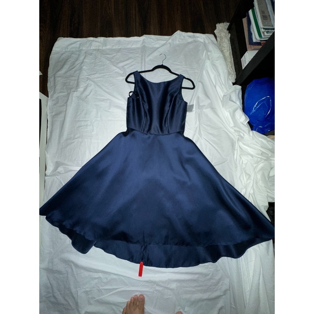 NWT Alfred Sung High/Low Cocktail Dress Midnight Blue Size 8R